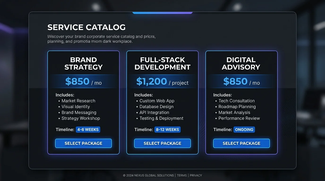 Service Packages & Pricing Catalog